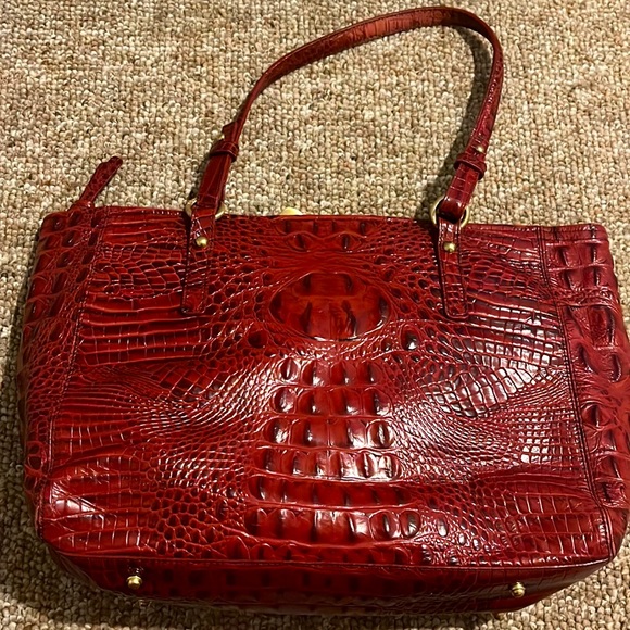 Brahmin Red Crocodile-Embossed Shoulder Bag - Picture 11 of 12